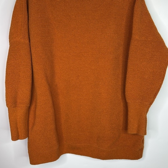 Free People Orange Cowl Neck Heavy Knit Sweater Size Medium - Picture 3 of 9